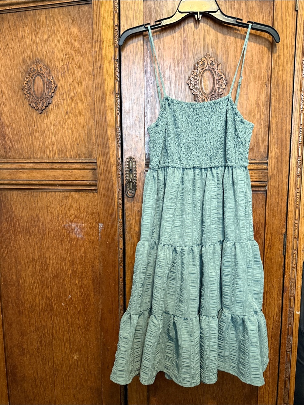Liberty Love Sage Green Tiered Smocked Maxi Dress